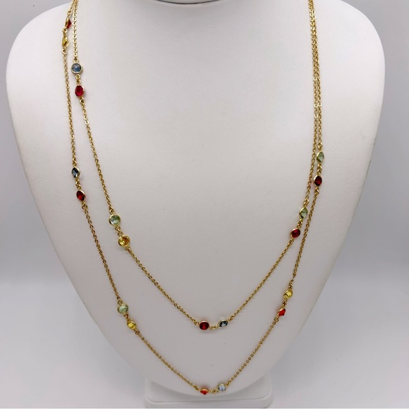J. Crew Double Strand Crystal Station Necklace - Picture 1 of 3